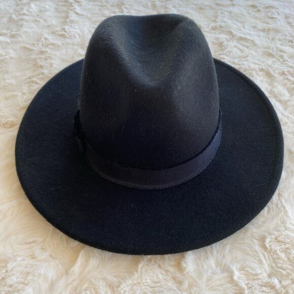 G.H. Bass & Co. Women's 100% Wool Black Hat Wide Brim Fedora Ribbon One Size - Picture 3 of 9